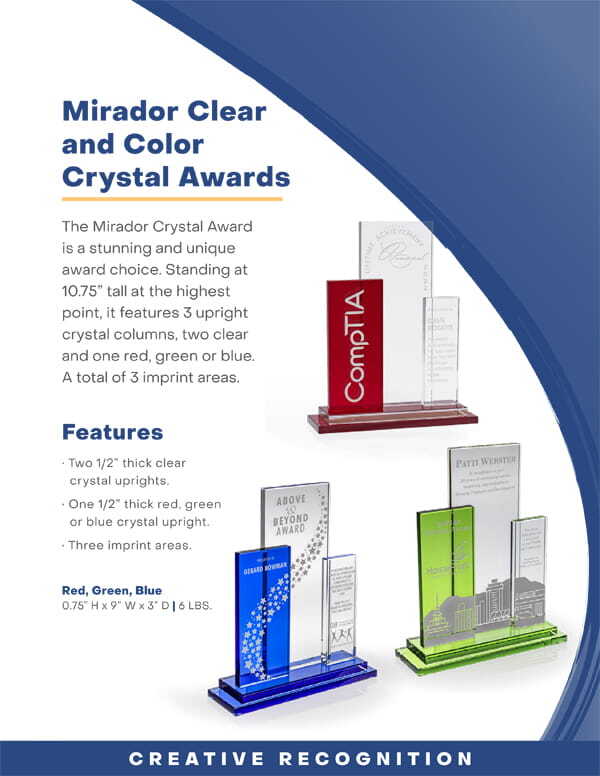 Sales Flier - Mirador Clear and Color Crystal Awards