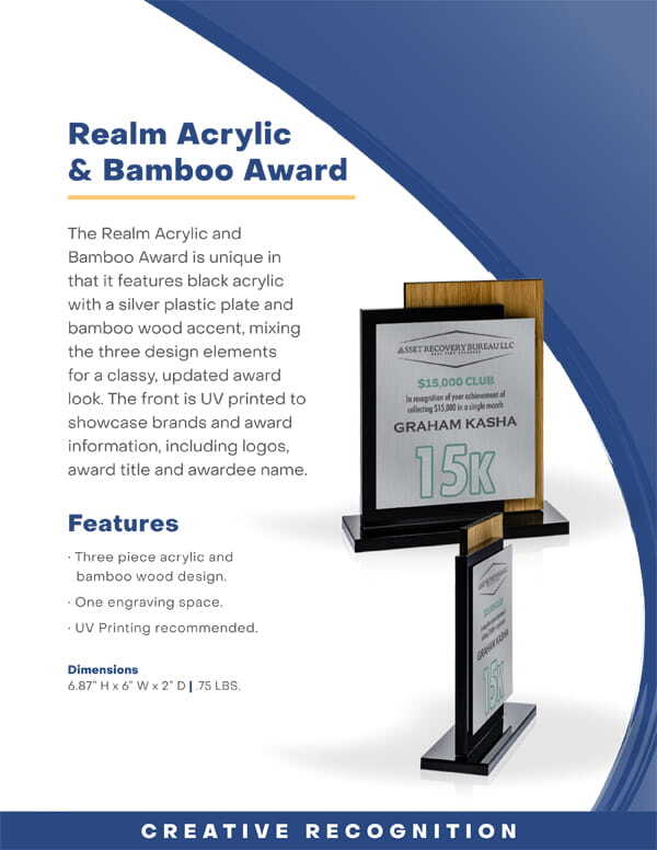 Sales Flier - Realm Acyclic and Bamboo Award