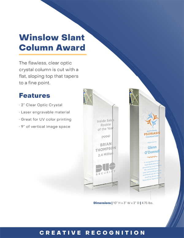 Sales Flier - Winslow Slant Column Award