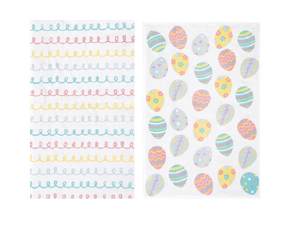 2 Piece Pastel Easter Flour Sack Kitchen Towel Set
