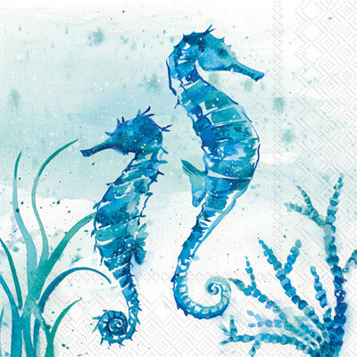 Boston International Aquaworld Sea Horse Cocktail Napkin - Thumbnail 2