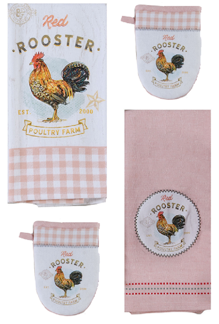 Kay Dee Designs 4 Pc Local Market Red Rooster Kitchen Bundle