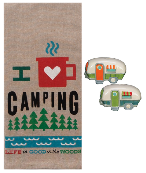 Happy Campers Salt and Pepper Shakers and Camping Kitchen Dish Towel Bundle  - Multi - Bed Bath & Beyond - 37518203