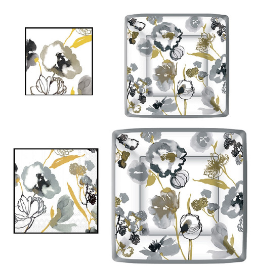 Boston International Ariella Silver Party Decor Bundle, Plates and Napkins Boston International Ariella Silver Party Decor Bundle, Plates and Napkins