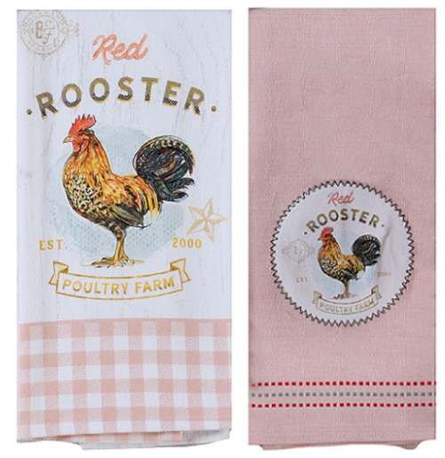 Kay Dee Designs 2 Pc Local Market Red Rooster Towel Bundle