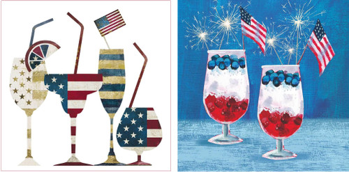 Drink Up America Patriotic Red White Blue Paper Beverage Napkins, 2 Packages