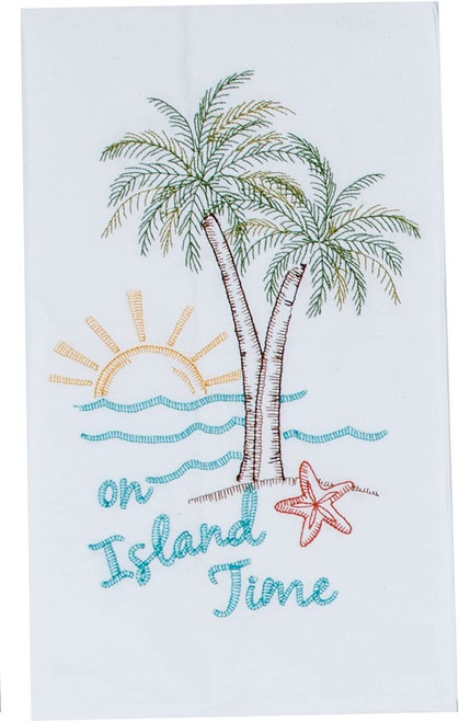 Single Embroidered Tropical Palm Tree Beach Kitchen Towel