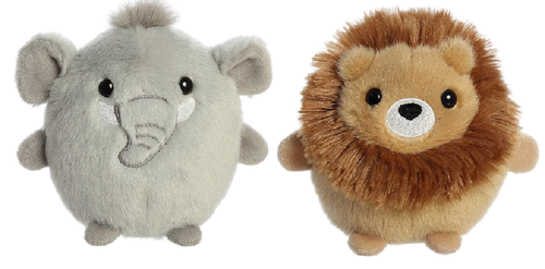 Aurora Light Ups 3.5" Plush Bundle,  Elephant and Lion