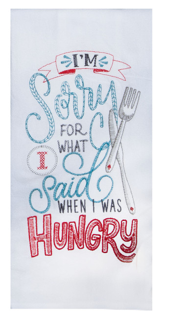 Snarkasms Hungry Embroidered Flour Sack Towel