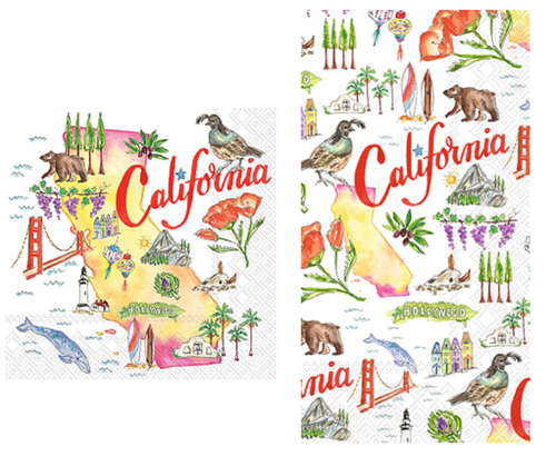 Boston International State of California Napkin Bundle, Cocktail And Guest Towels