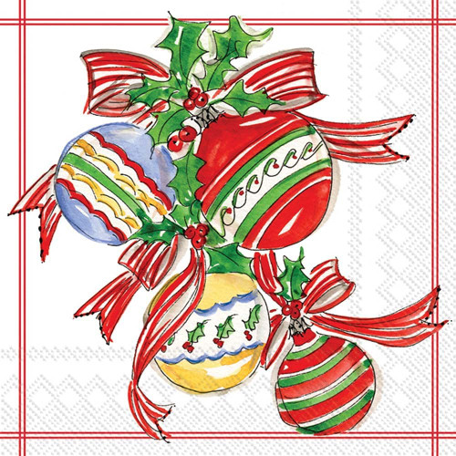 Boston International Rosanne Beck Paper Napkins, 20-Count Lunch Size, Christmas Bells