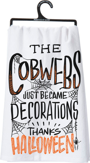 Primitives by Kathy LOL Halloween Kitchen Dish Towel, 29 x 28-Inches, Cobwebs