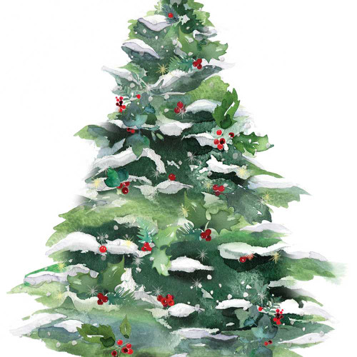 Paper Products Design Winter Tree Beverage Napkin - Thumbnail 2