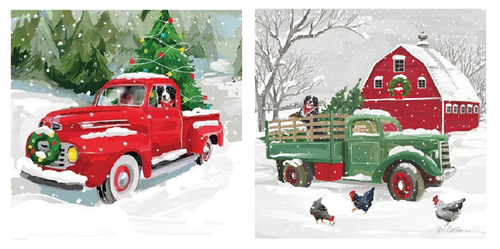 Noah's Holiday Red Pickup and Barn Paper Beverage Napkins, 2 Packages