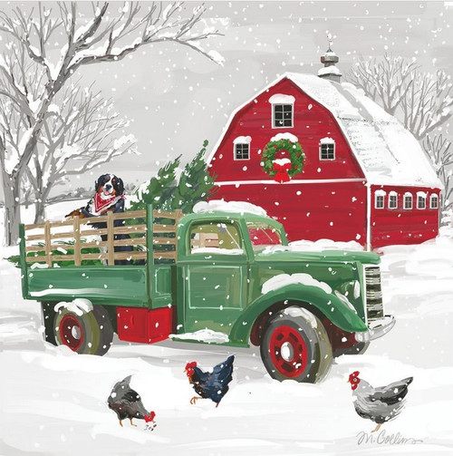 Paperproducts Design Noah's Green Truck Beverage Cocktail Napkins, 20 Count