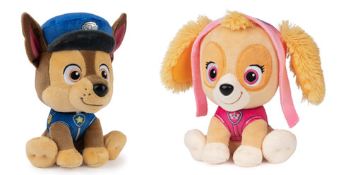New Gund Paw Patrol Plush Bundle of 2, 6 inch Chase and Skye Officially Licensed