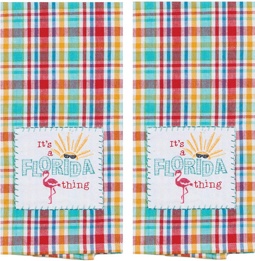 Set of 2 New Kay Dee Designs State of Florida Embroidered Applique Tea Towels