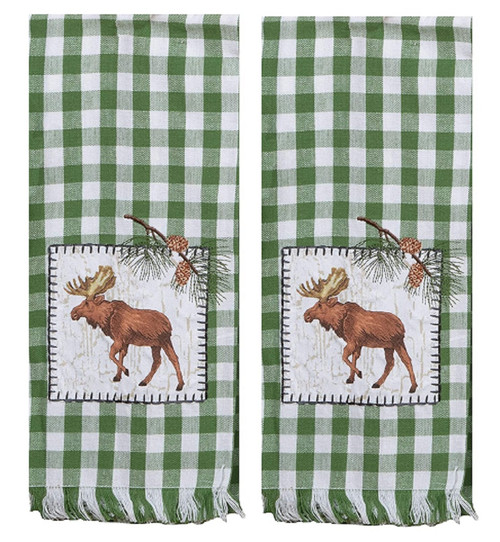New Kay Dee Designs Set of 2 Wilderness Pinecone Moose Kitchen Dish Towels