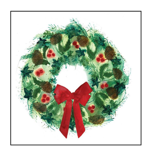 New Paperproducts Christmas Pine Winter Wreath 3-Ply Paper Beverage Napkins, 5x5