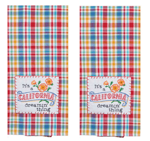 Set of 2 Kay Dee Designs State of California Embroidered Applique Tea Towels