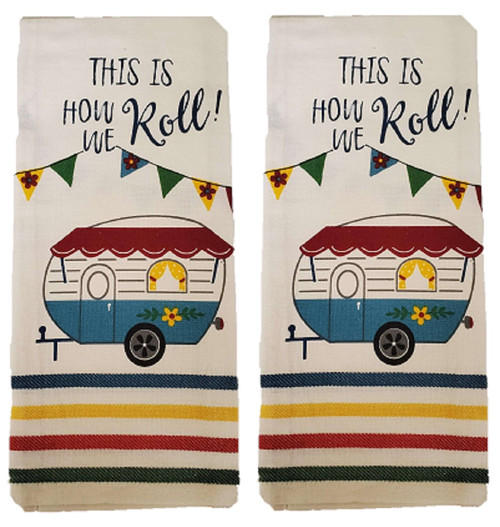 New Set of 2 This Is How We Roll Vintage Camper Design Kitchen Tea Towels