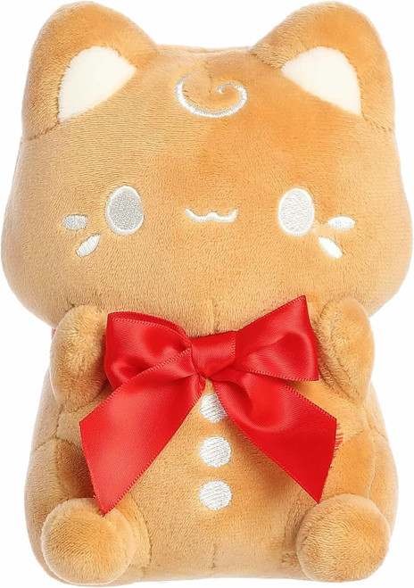 Aurora Festive Tasty Peach Gingerbread Cookie Meowchi Stuffed Animal - Brown 7 Inches
