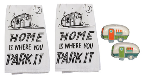 New Park It Camping 4 Piece Kitchen Bundle, Towels with Salt and Pepper Shakers