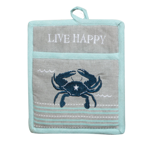 Kay Dee Designs Live Happy Salty Crab Pocket Oven Mitt, 8 x 9
