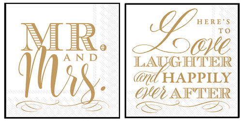 Boston International Wedding Napkins Bundle, Mr. and Mrs. and Love and Laughter