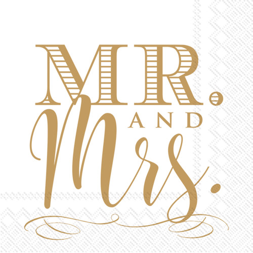 New 20 Count Disposable 3-Ply Paper Wedding Cocktail Napkins, Mr. and Mrs.