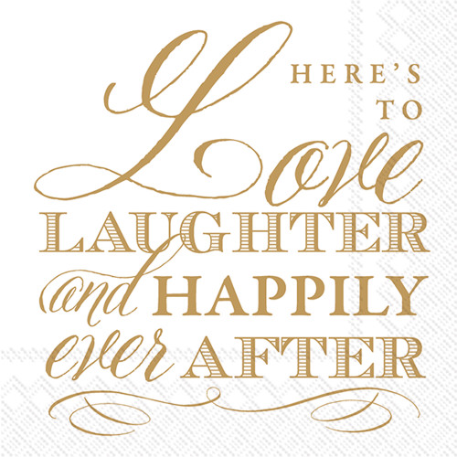 New Love and Laughter Disposable 3-Ply Wedding Cocktail Napkins, 20 Count