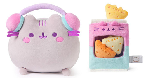 GUND Pusheen Gamer 11" Headphones and 8" Pusheen Chips Plush Bundle