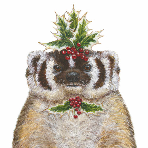 Holly Berry Festive Friends Paper Cocktail Beverage Napkins