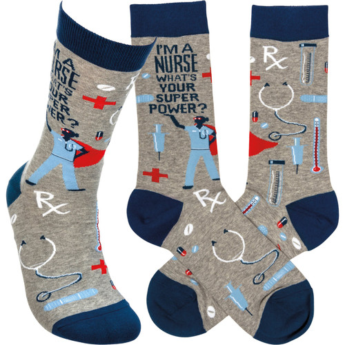 New Primitives by Kathy Socks - I'm A Nurse What's Your Super Power, One Size