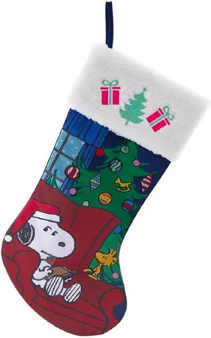 Kurt Adler Peanuts Snoopy and Woodstock with Christmas Tree Stocking 19 Inch