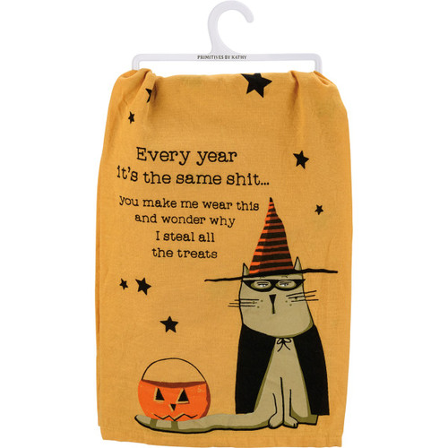 New Funny Halloween Witch Cat Kitchen Towel, Wonder Why Steal Treats