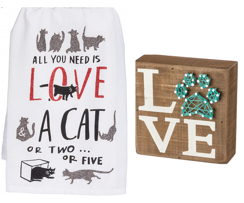 Love String Art Cat Kitchen Decor 2 Piece Set