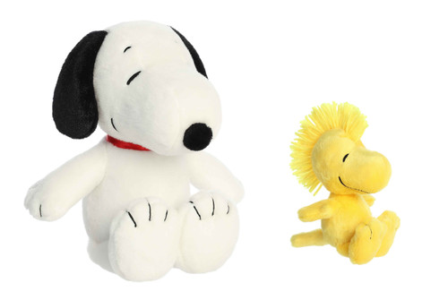 Aurora Peanuts Floppy Legs Plush Bundle, 12" Snoopy and 6.5" Woodstock