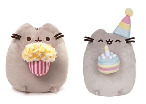 Gund Snack 9.5" Pusheen Plush Bundle, Popcorn and Birthday Officially Licensed