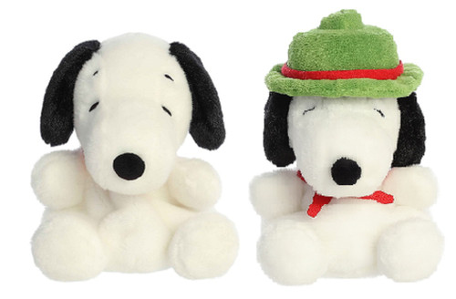 2 Piece Aurora Peanuts Palm Pal Plush Bundle, Snoopy and Beagle Scout Snoopy, 5"
