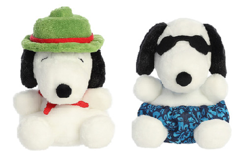Aurora Peanuts Palm Pal Plush Snoopy 2 Piece Bundle, Surfer and Beagle Scout