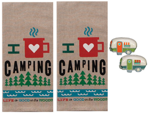 Camper 4 Piece Kitchen Bundle, Towels with Salt and Pepper Shakers