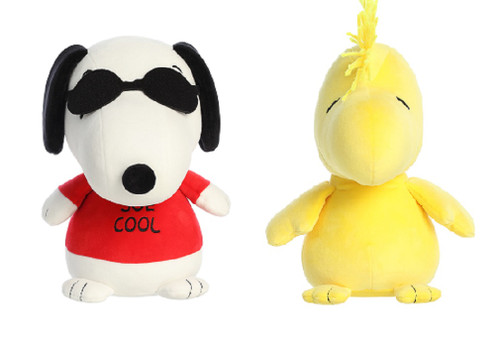 Aurora Squishy 2 Piece Peanuts Plush Bundle, Woodstock and Joe Cool 8.5"