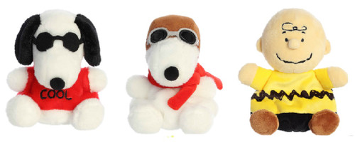 Aurora Peanuts Palm Pal Plush Bundle, Joe Cool, Flying Ace, and Charlie Brown