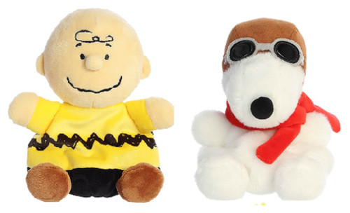 Aurora Peanuts Palm Pal Plush Bundle, Flying Ace and Charlie Brown
