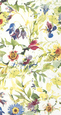 Boston International 16 Premium 3-Ply Paper Banquet Napkins, Watercolor Flowers
