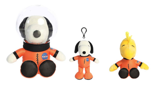 Aurora 3 Pc Space Suit Astronaut Plush, 10" Snoopy, 6.5" Woodstock, 7" Snoopy