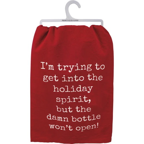 Primitives By Kathy Red Holiday Kitchen Towel, Holiday Spirit