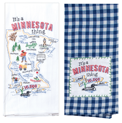 Kay Dee 2 Piece Home State of Minnesota Kitchen Dish Towel Bundle of 2