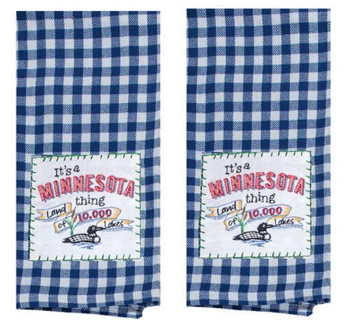 New Set of 2 Kay Dee Designs State of Minnesota Embroidered Applique Tea Towels
